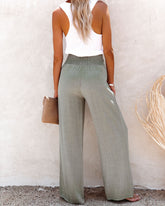 PREORDER - Kaylen Linen Blend High Rise Smocked Pants - Olive Ins Street